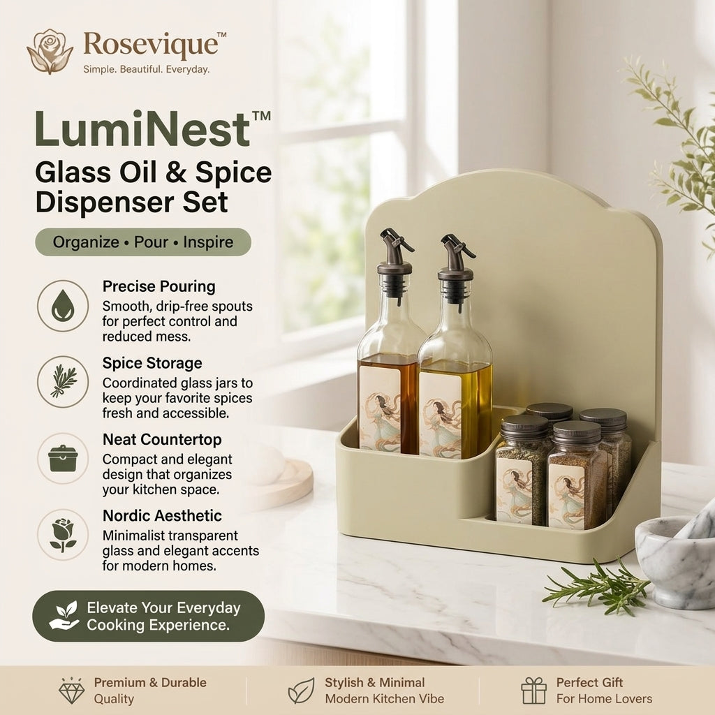 Rosevique™ LumiNest Glass Oil & Spice Dispenser Set