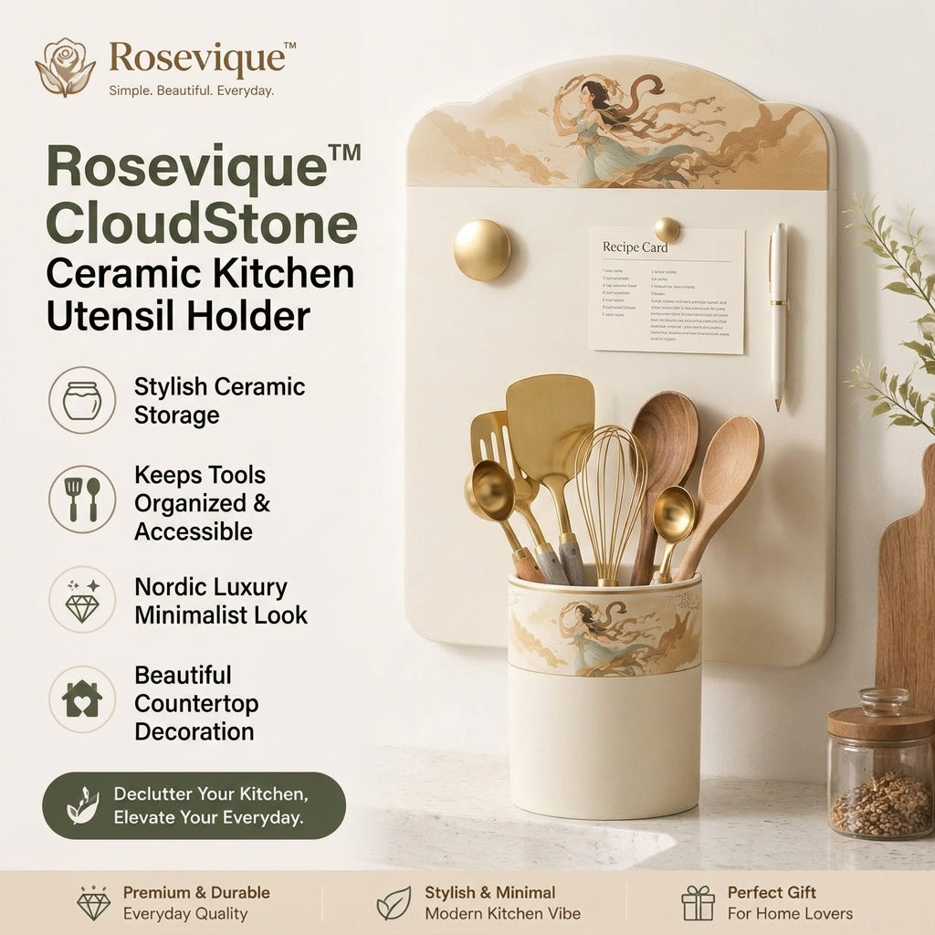Rosevique™ CloudStone Ceramic Kitchen Utensil Holder